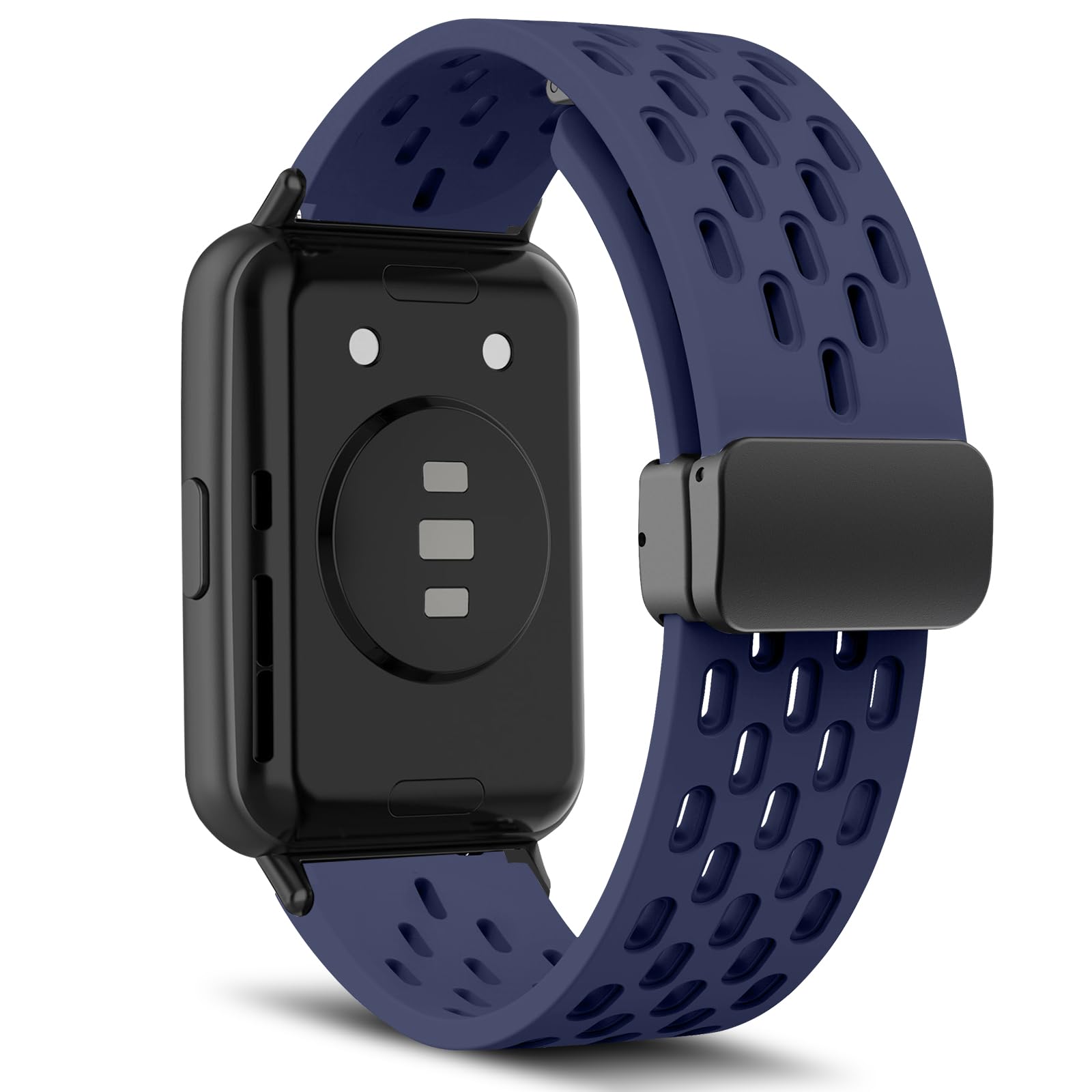 MaEiol Strap Compatible with Huawei Watch Fit 2 Soft Breathable Magnetic Buckle Silicone Watch Bands Replacement Straps for Unisex - Darkblue
