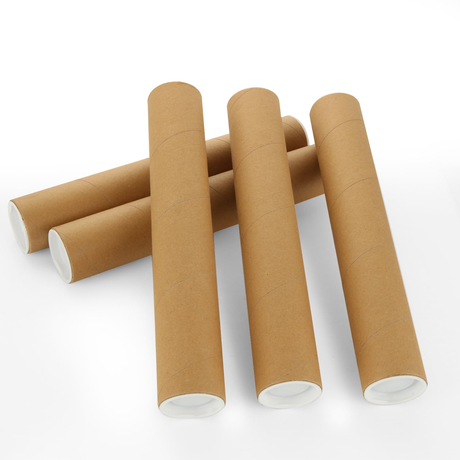ASelected 5Pcs Postal Tubes Heavy Duty Brown Postal Tubes 310X55Mm With Plastic End Caps For Protecting Prints Charts Paper Maps Artworks