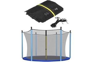 Trampoline Net Replacement, Trampoline Safety Net for 12ft/14ft 6 Poles Straight Poles Round Mesh Enclosure, Weather-Resistan