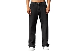 Stretchy Baggy Jeans for Mens Wide Leg Casual Relaxed Fit Denim Pant Straight Legs Fashion Comfort Jean with Pockets