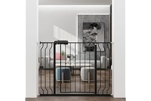 WAOWAO Baby Gate 38.58-43.31inch Extra Wide Pressure Mounted 39 40 41 42 43 Inches Walk Through Swing Auto Close Safety Black