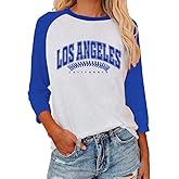 Baseball Shirt Women Baseball Season Graphic Tshirt Sports Team Fan Blouses Raglan Shirts 3/4 Sleeve Tops