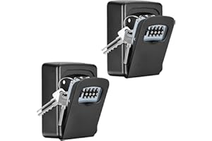 FAYLEEKO Key Lock Box Wall Mounted, 4 Digit Combination Lockbox for Outside, House Keys - 5 Keys Capacity, Key Safe Security Storage Lock Box for Indoor, Outdoor, Garage, Garden, Store (Black, 2 Pack)