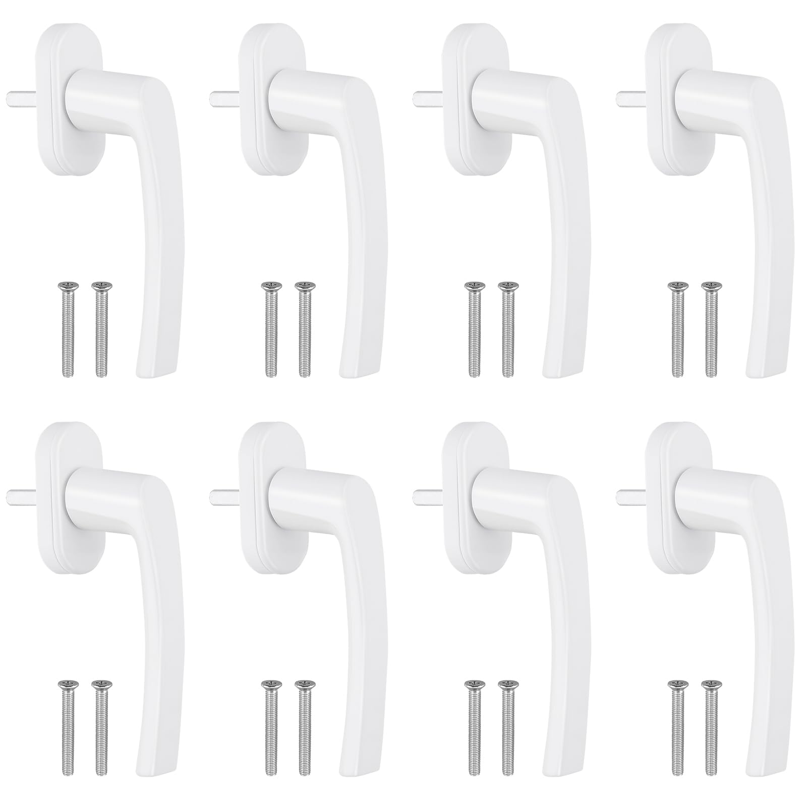 AUTOUTLET Fenstergriff Aluminium, 8 Stück Fenstergriff weiß Fensterschloss Balkontürgriff ohne Schließzylinder, in Stiftlänge 35mm, Türgriffe für Fenster, Terrassentüren und Balkontüren