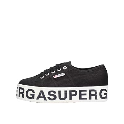 SUPERGA Women's Platform Sneakers - White Leather With Lettering Outsole, Size 37 - View #2