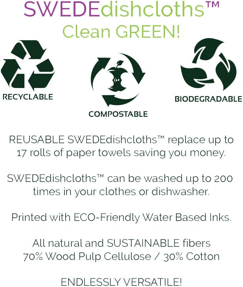 Mixed Camping Set of 3 Cloths Swedish Dishcloths (One of Each Design) | ECO Friendly Sponge Cloth | Paper Towel Replacement: Home & Kitchen