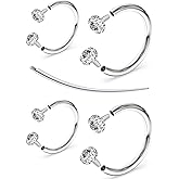 Oufksiyy 16g 18G 20G Internally Threaded F136 Titanium 8/10mm Horseshoe Septum Nose Lip Rings Piercings Cartilage Rook Sung Helix Daith Earrings Jewelry for Women Men 4Pcs