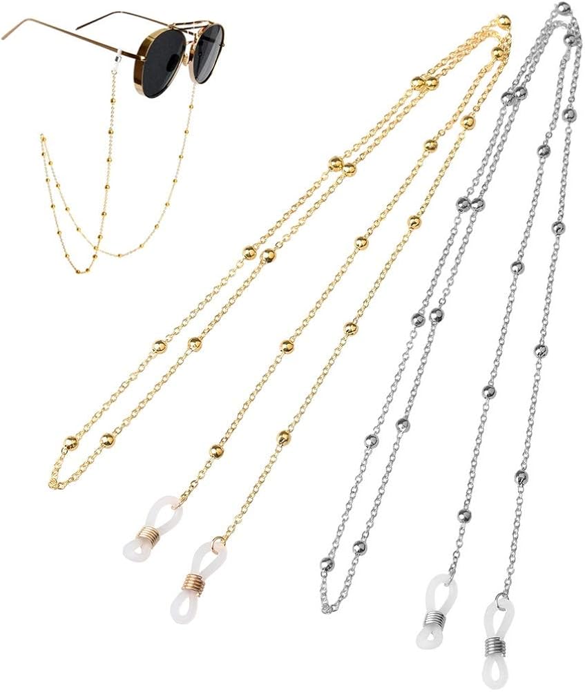 pengxiaomei 2 pcs Glasses Chains, Spectacles Cord Beaded Eyeglass Chain
