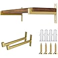 OVOV 2 Pcs Metal Shelf Brackets Heavy Duty Industrial Wall Mounted Floating Shelf Brackets (Gold) 12"