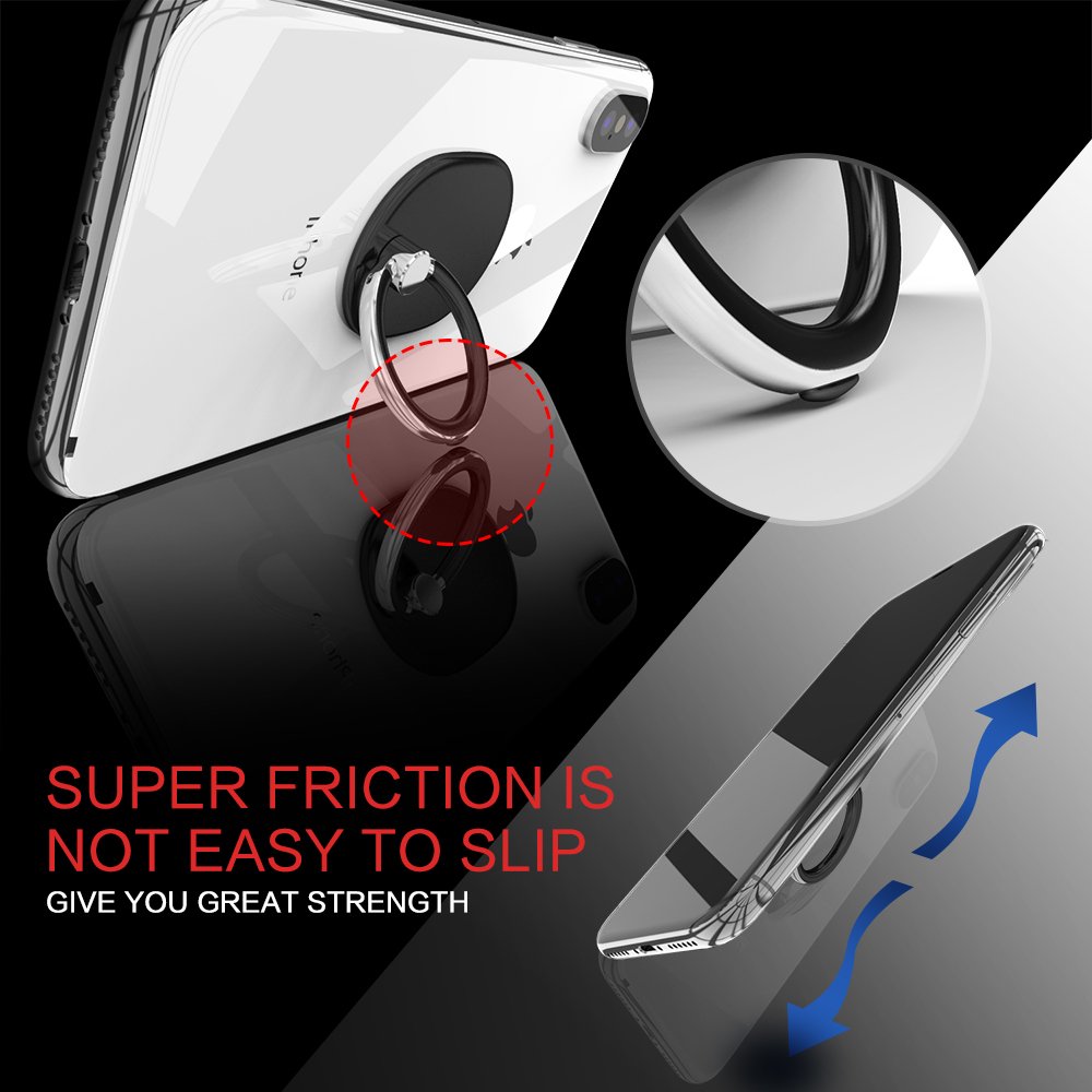 Magnetic Car Mount Holder With Cell Phone Ring Stand, Universal Car Air Vent Mount Stands Work With Phone Ring Grip Holder For Hands Free Fit for All Phones Cars (1Car Mount+1Ring Holder=Perfect Set)