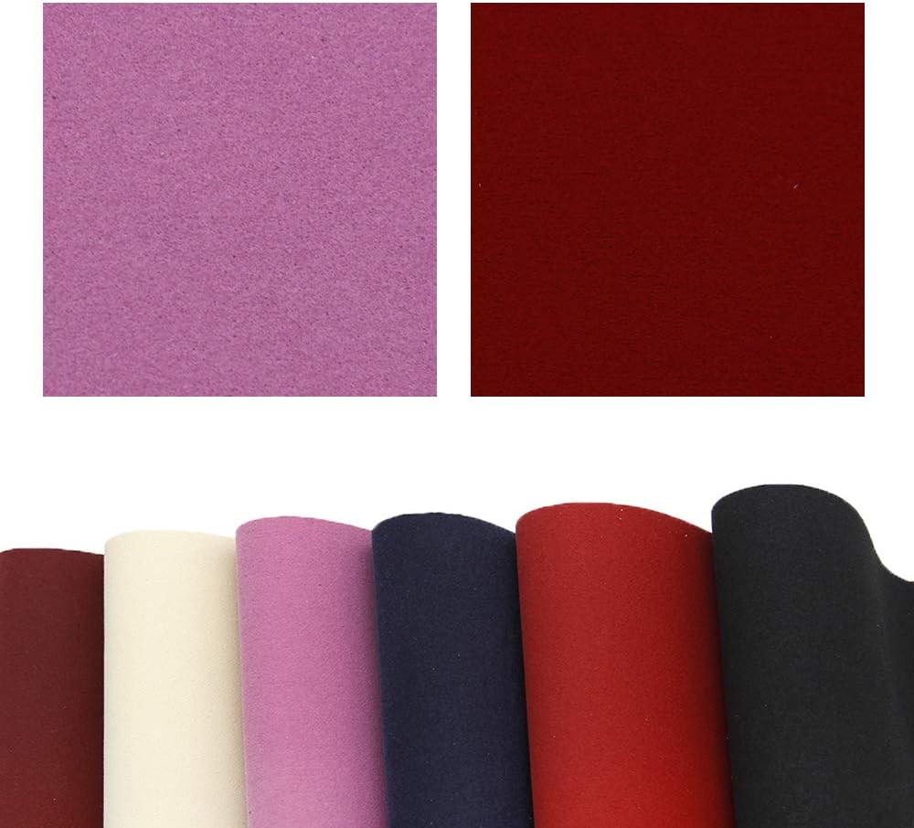 David accessories Double Sided Velvet Faux Leather Sheets Artificial Synthetic Leather Fabric 6 Pcs 8" x 13" (20cm x 34cm) for DIY Earrings Hair Bows Making Crafts (Dark Velvet)