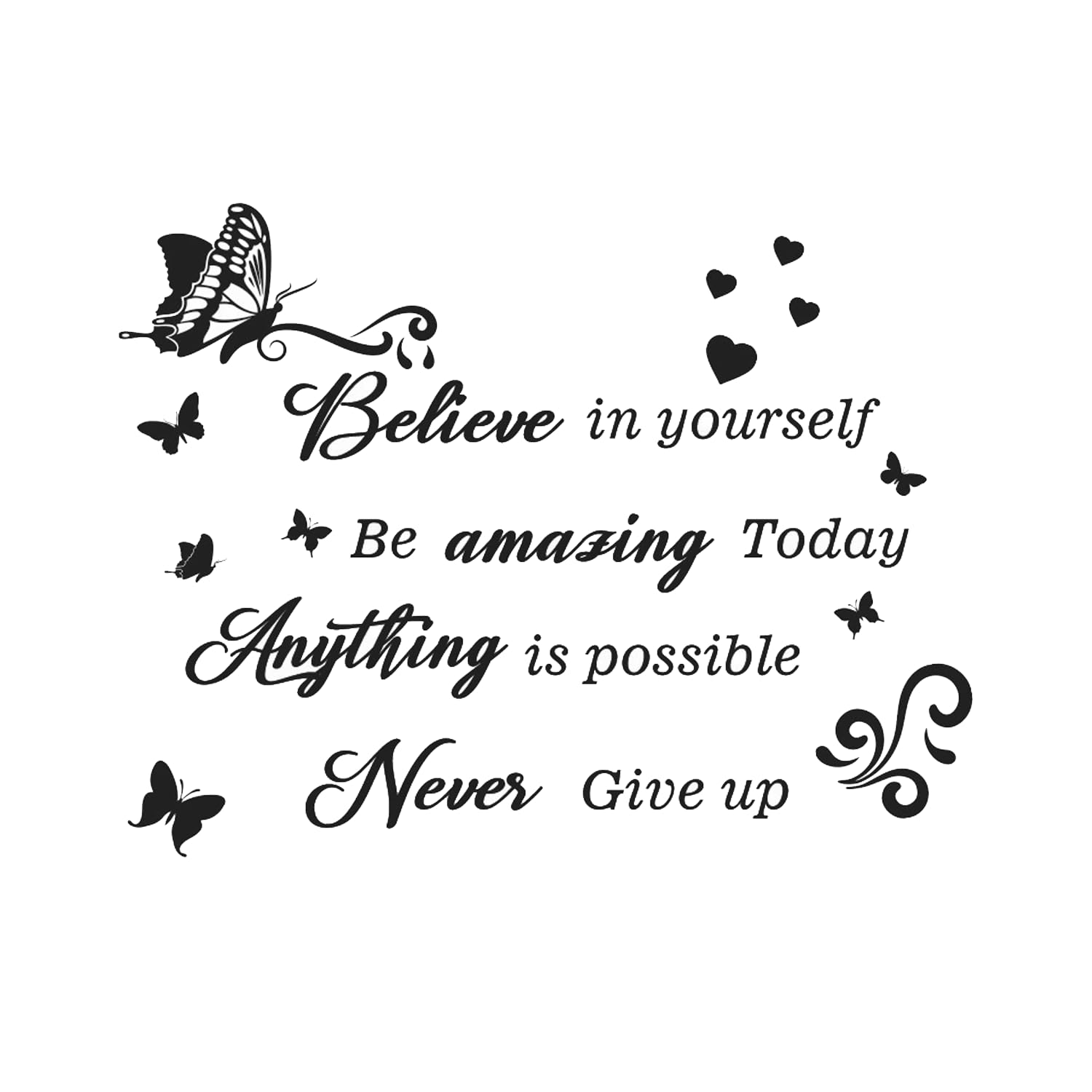 CYNOSURETECH 1 Piece Inspirational Butterfly Wall Sticker, Art Sticker, Removable Quote Wall Sticker for Hallway, Bedroom, Living Room, Stairs, Kitchen
