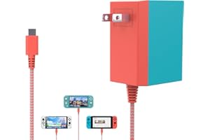 ROLADA Switch Charger Compatible with Nintendo, AC Adapter Power Supply Switch Lite/OLED/Pro Controller/Steam Deck, Support TV Dock Mode 39W USB C Fast Charger with 5Ft Charging Cable