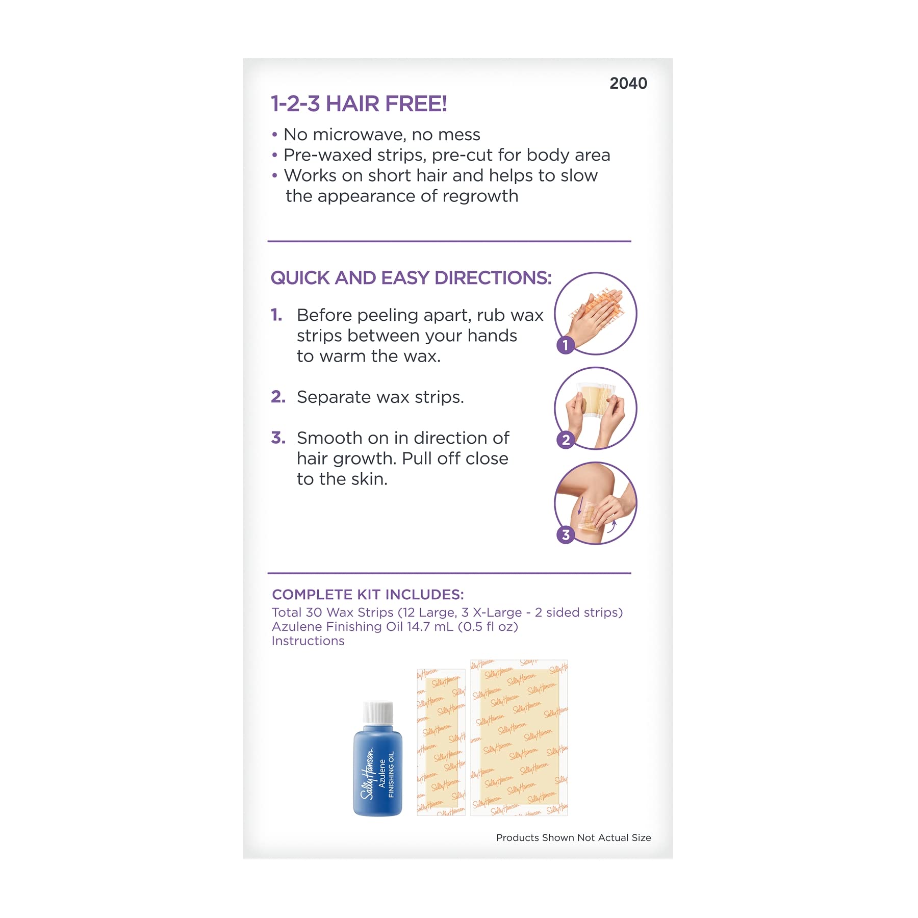 Sally Hansen Hair Remover Kit, 1 Count, Quick and Easy Wax Strip Kit (Packaging May Vary)