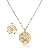 Zodiac Necklace for Women 18k Gold Constellation Pendant Crystal Zirconia Necklace Astrology Jewelry Birthday Gifts for Women, Necklace for Mom and Wife Daughter