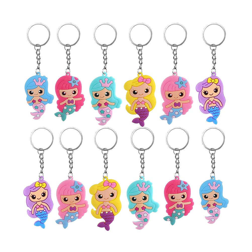 Toyvian Cartoon Mermaid Keyrings Silicone Keychain DIY Accessories for Handbags Boys Girls Small Key Holder Pieces