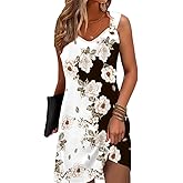 Vintage Floral Printed Summer A-Line Elegant Dresses Womens Beach Sundress Ladies Casual Boho Tank Dress