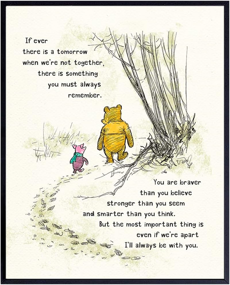 Wall Décor - Winnie Wall Art - Pooh Kids Room Decor - Boys Room Decor - Little Girls Bedroom Decor - Baby Nursery Decor - Wall Decor for Toddlers - Inspirational Positive Quotes Picture Poster print
