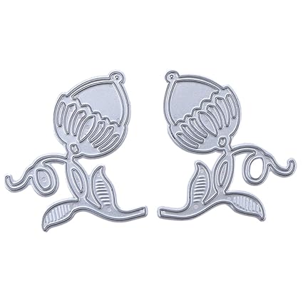 Rrimin Symmetrical Flower Bud DIY Metal Embroidery Craft Stencil Cutting Die (No.1)