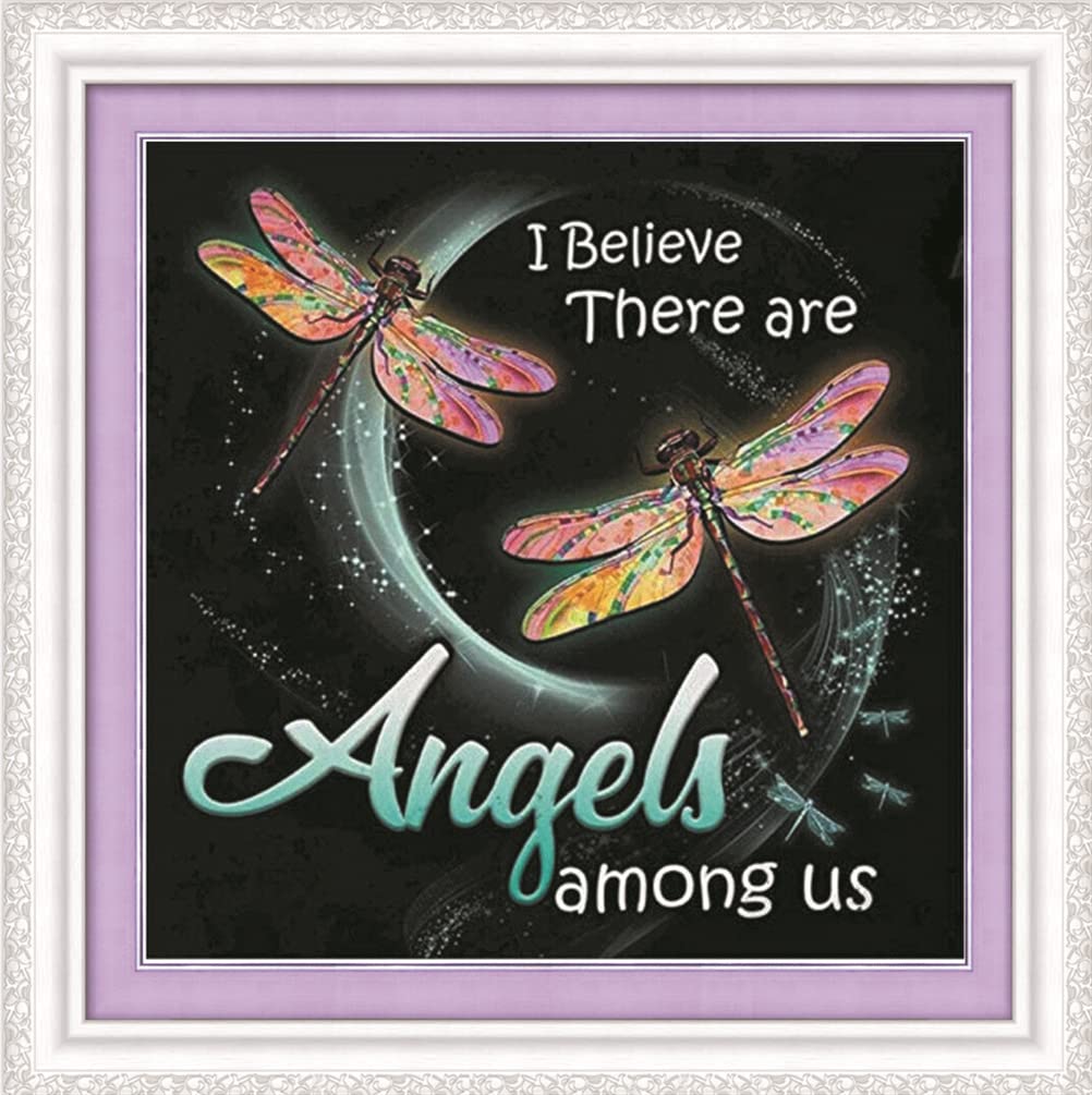 Cross Stitch Kits 11 Count Stamped, Meecaa Dragonfly Animal Word Embroidery Kit with Accessories Pre Printed (36CMx36CM) (Dragonfly)