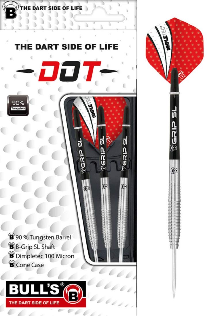 Dot steel dart, different grip zones and notches make this premium dart set of 90% tungsten (tungsten) individual, ideal for finding and optimising your throwing style., unisex_adult, Dart, 13212, silver/black/red, 22 g