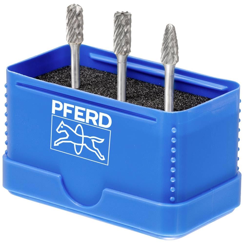 PFERD Carbide High-Performance Small Milling Bit Set, 3-Piece All-Round Toothing, Shaft Diameter 3 mm, Burr Diameter 6 mm, 21901404 - for Universal Use on the Most Important Materials