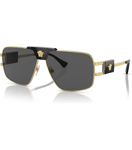 Versace VE 2252 100287 Gold & Black Metal Aviator Sunglasses Grey Lens Versace VE 2252 100287 , Buy Online at Gaffos.com main image 2