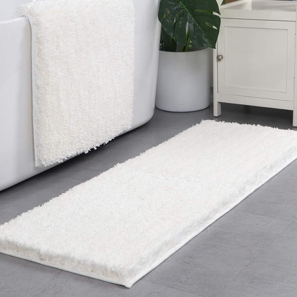 Large Bath Mat Extra Long Bathroom Mat Non Slip Bath Rug Machine Washable Super Absorbent 3.5 cm Microfiber Bathroom Rug for Bathroom