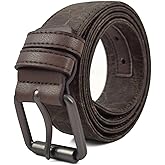 DOSHI Vegan Leather Belt for Men - 1 1/2" Slim Width, Italian Kraft Paper Gunmetal Roller Buckle - Casual Wear Men’s Belt