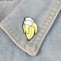 SephSmith Cat Banana Enamel Pins Cartoon Animal Fruit Brooches Badge Denim Jeans Lapel Pin Cute Kitten Jewelry Gift for Friends Kids