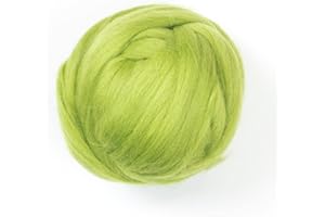 Kondoos Colored Natural Wool roving, 8 OZ. Best Wool for Needle Felting, Wet Felting, handcrafts and Spinning. (Green Apple)