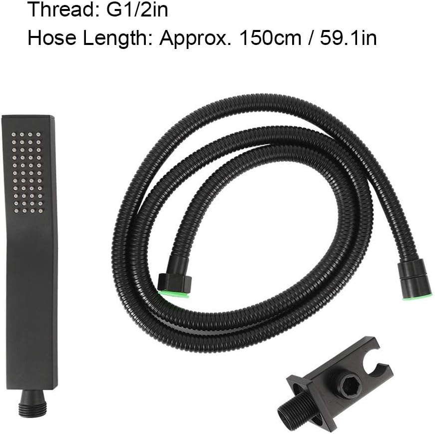 Wifehelper G1/2in Pressurized Handheld Bathroom Shower Head Showering Sprayer Kit Black Matte Handheld Showerheads - Image 4