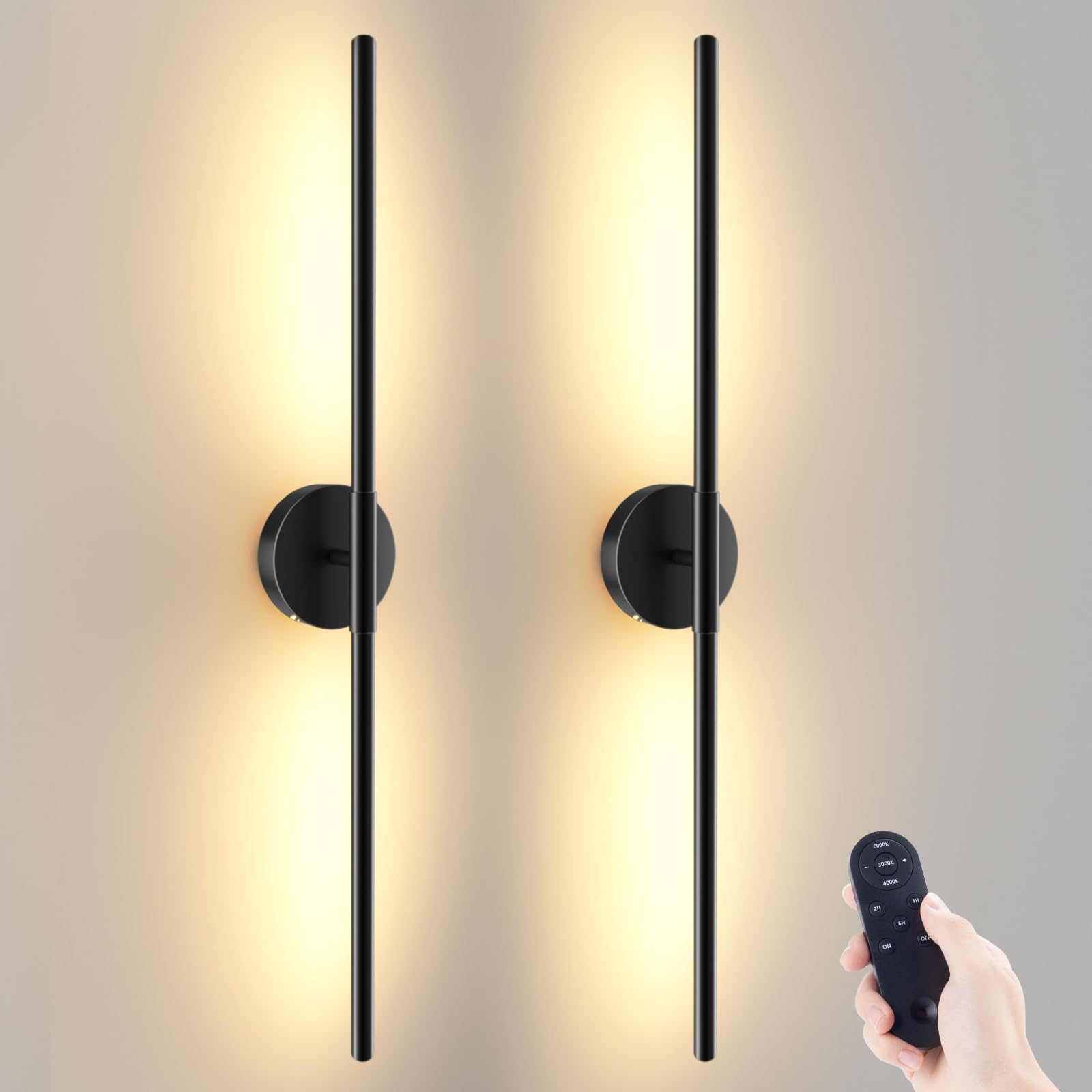 Photo 1 of JOFIOS Battery Operated Wall Sconces Set of 2, 360°Rotation Wireless Rechargeable Wall Lights: Dimmable Detachable Wall Lamp
