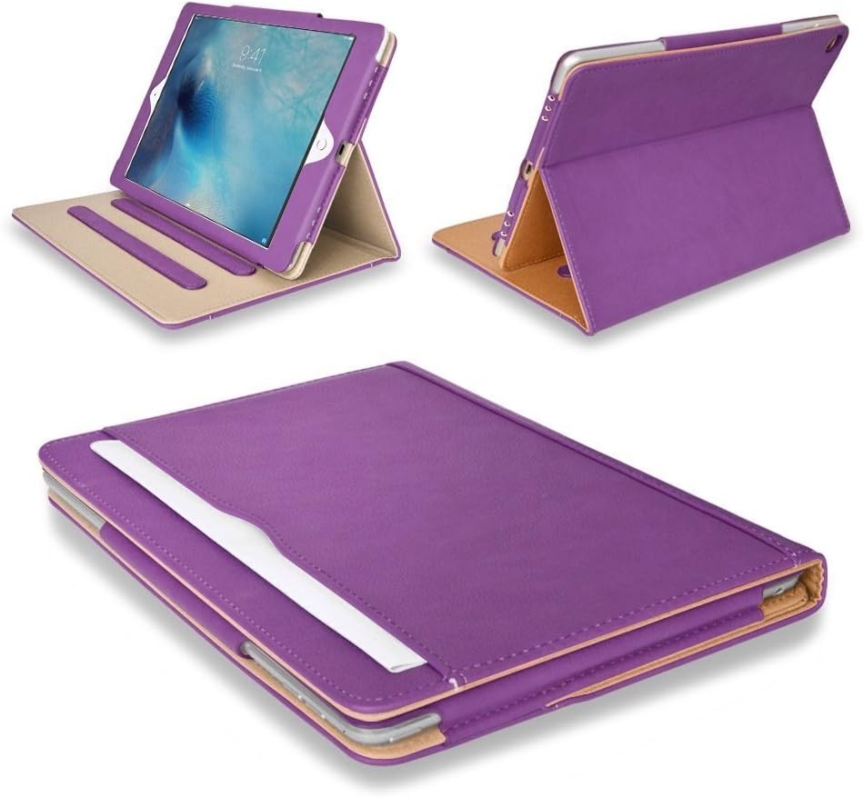 MOFRED® Purple & Tan Apple iPad Executive Leather Case for Apple iPad 9.7" (For 2017,2018 & 2019 Versions)- Voted by 'The Daily Telegraph' as #1 iPad Case! (iPad Models A1822, A1823, A1893, A1954)