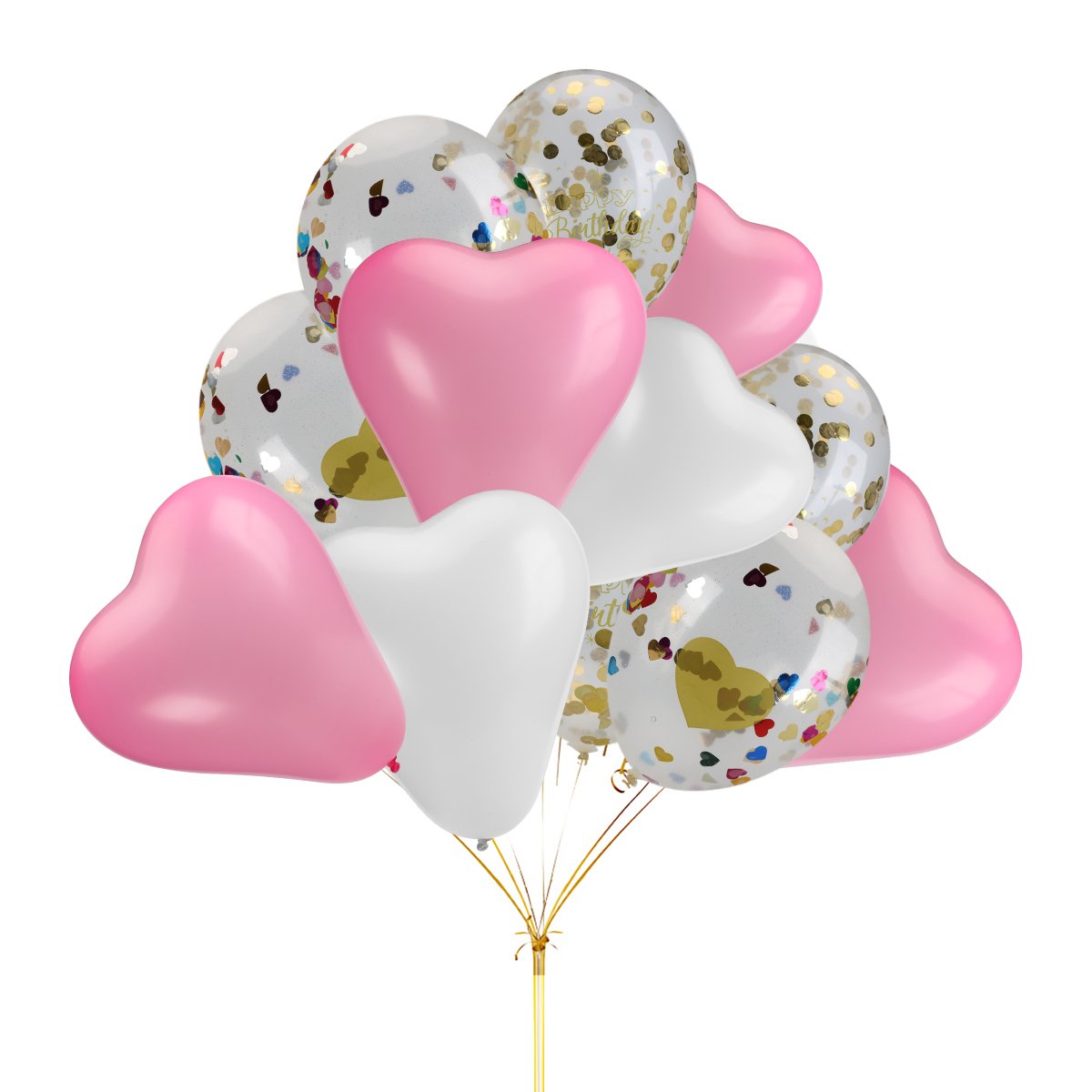 15 Pcs Heart Confetti Balloons with 30 Pcs 12 \'\' Pink and White Latex Heart Shape Party Balloons for Wedding Renewal Valentine\'s Bridal Shower Party Bachelorette Celebration Anniversary