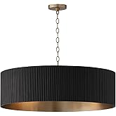 Capital Lighting 450741KR Donovan Mid-Century Modern Artisan Luxe Fluted Mango Wood Drum Chandelier, 4-Light 400 Total Watts,
