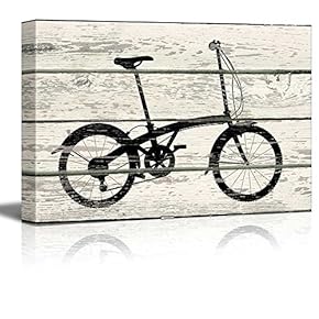 Bicycle/Bike Silhouette II Artwork - Rustic Canvas Wall Art Home Art - 12x18 inches