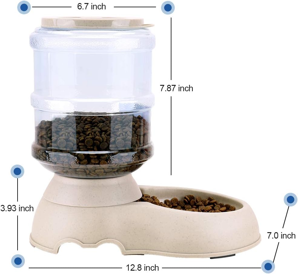Automatic Cat Feeder and Water Dispenser in Set with Pet Food Mat for Small Medium Dog Pets Puppy Kitten Big Capacity 1 Gallon x 2 : Kitchen & Dining