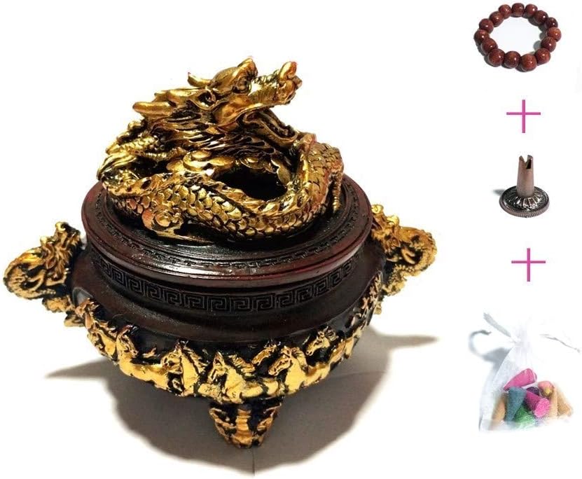 YDYX Dragon and Phoenix Incense Burner Incense Holder Burner Fireproof Resin (Stick/Cone/Coil Incense)
