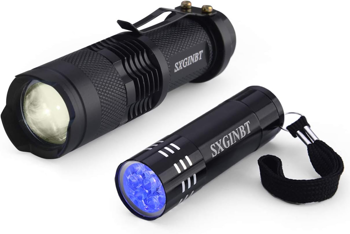 SXGINBT 365nm UV Light, UV Flashlight, Ultraviolet Torch LED Shortwave Blacklight for Pet Urine Detection & Scorpion