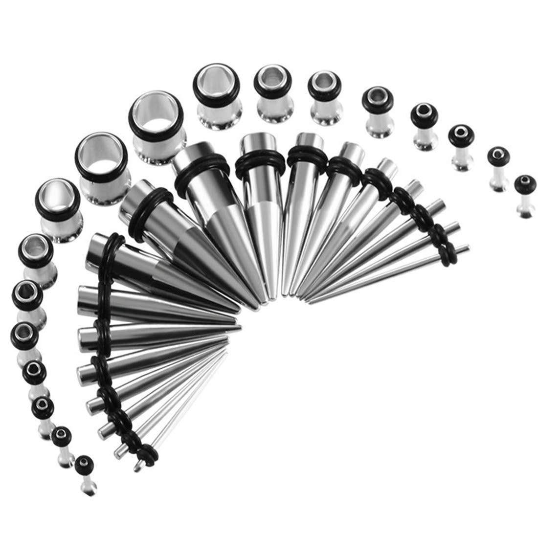 BOOM 36-Piece Stainless Steel Ear Expander Tunnel Taper + Plug 1.6 mm - 10 mm Silicone, Silicone