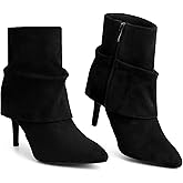 Perphy Pointed Toe Fold Over Stiletto Heel Slouch Ankle Boots for Women