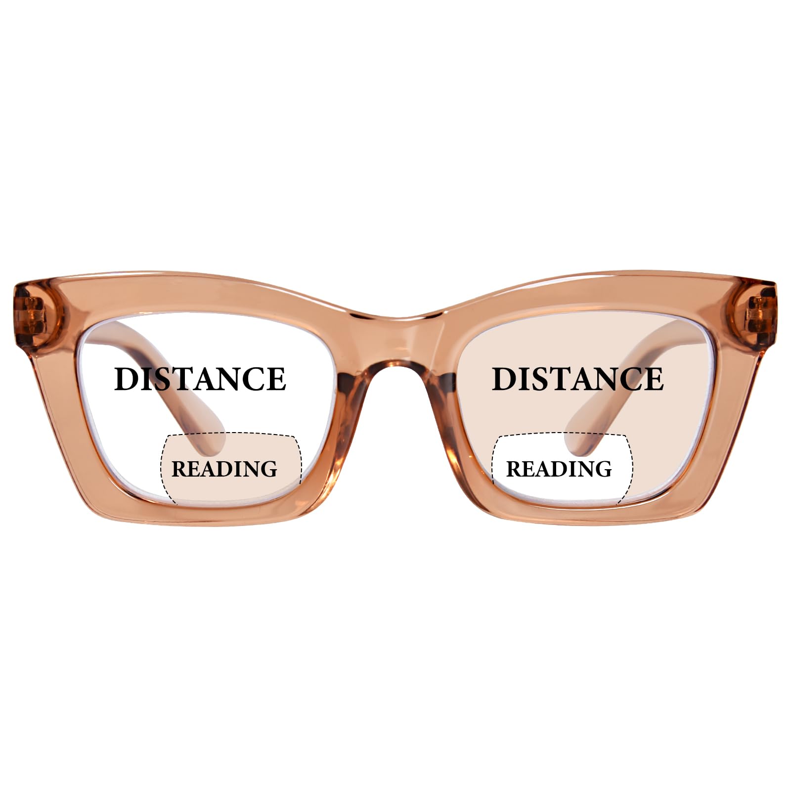 Photo 1 of ZESAKER Bifocal Reading Glasses for Women Oversized Square Frame Clear Top Progressive Readers for Women Blue Light Blocking Computer Readers with Spring Hinges (Champagne, 1.5)