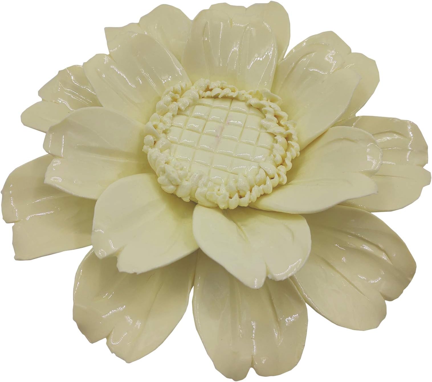 CALANTA Handmade Ceramic Sunflower Hanging Wall Decor 3D Wall Decorations for Bedroom Living Room Yellow 6"
