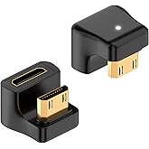 Duttek 180 Degree Mini HDMI Adapter 8K@60Hz, 48Gbps, U Shape Up Angle Mini HDMI Male to Mini HDMI Female Adapter for Camera, 