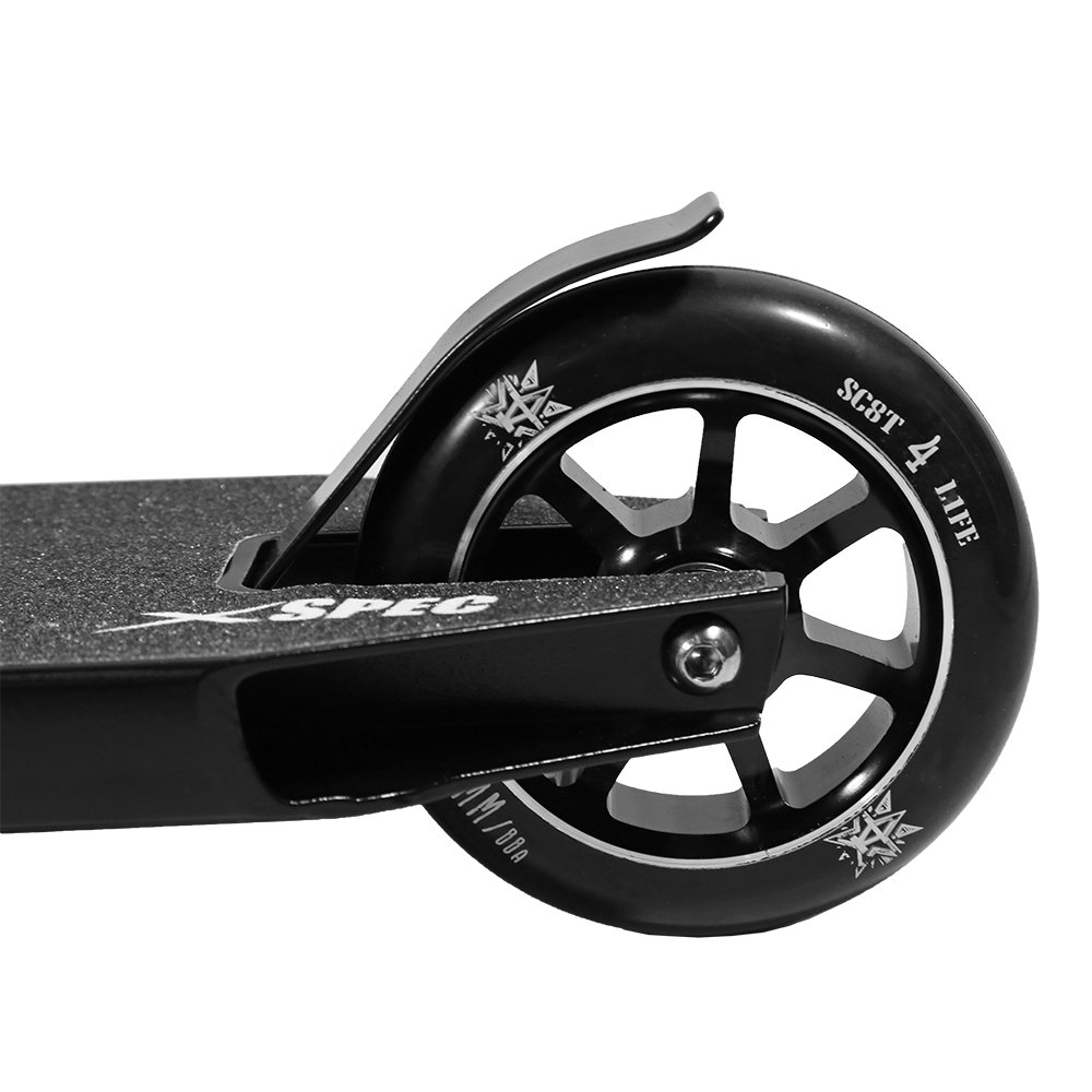 Xspec Black Chrome Pro Stunt Kick Scooter Trick Skatepark BMX