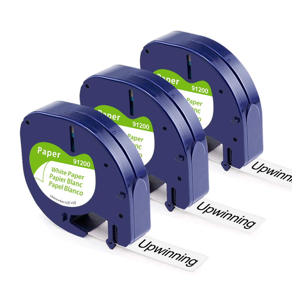 Upwinning Compatible with Dymo LetraTag Paper White 12mm x 4m, Refill Replace for Dymo LetraTag Tape 91200 A91220 S0721520 Compatible for LT-100H LT-110H LT-100T LT-110T XR 200B, 3 Pack