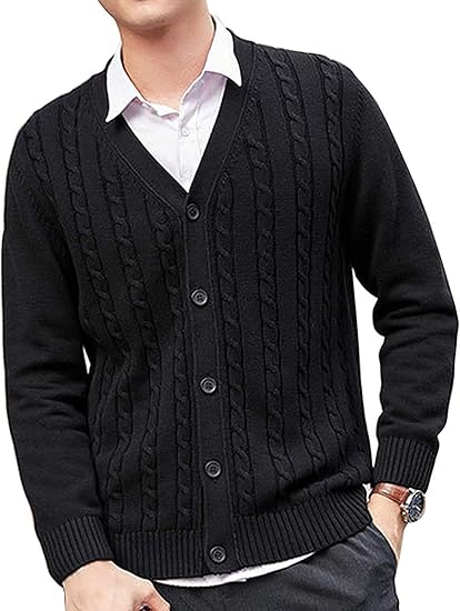 Amazon Co Jp Tesss ケーブルニット カーディガン メンズ 厚手 秋冬 ニット ジャケット 無地 Vネック セーター ボタン 綿 仕事 学生 服 ファッション小物