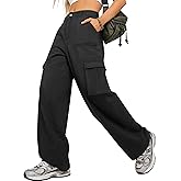 Oakgarden Women's Cargo Pants High Waisted Wide Leg Cotton Casual Pants Baggy Y2k Streetwear Trousers with 5 Pockets(Black,X-Large)