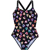 Gottex Girls Kids Toddler and Little Girls Hearts Rainbow Print Colorful One Piece Swimsuit